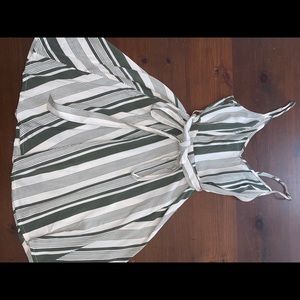 Green/white striped summer dress.